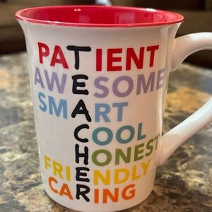 Inspirational Teacher Mug with Red Interior NWT